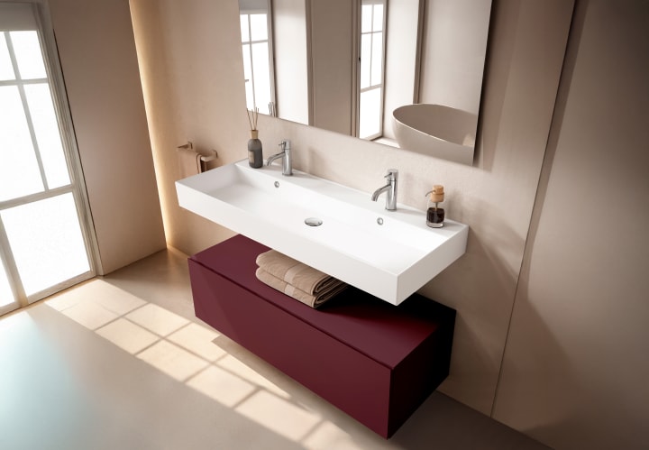 Ensemble de meubles de salle de bain avec lavabo en céramique de 12 cm de hauteur et tiroirs Nomad Viso principal 13