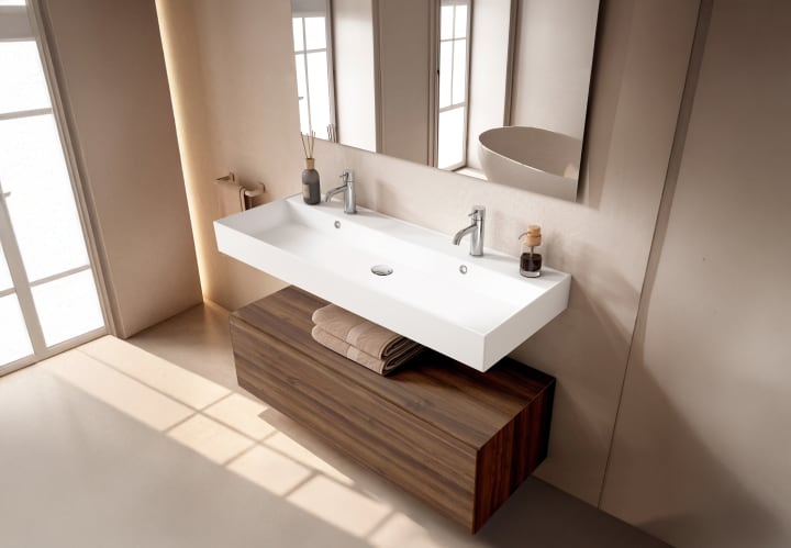 Ensemble de meubles de salle de bain avec lavabo en céramique de 12 cm de hauteur et tiroirs Nomad Viso principal 4