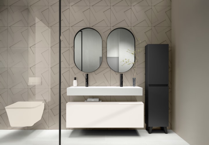 Ensemble de meubles de salle de bain avec lavabo en céramique de 12 cm de hauteur et tiroirs Nomad Viso principal 2