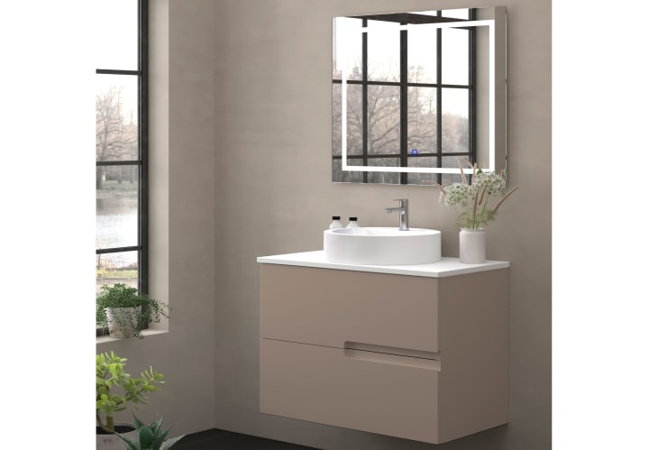 Meuble de salle de bains avec plan de toilette en pierre compacte blanche Lia Bruntec couleurs principal 4