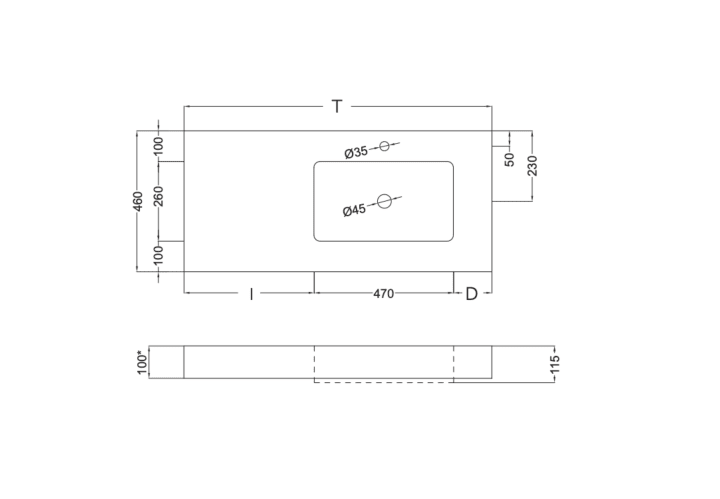 Lavabo suspendu Mara Masai Coycama croquis 17