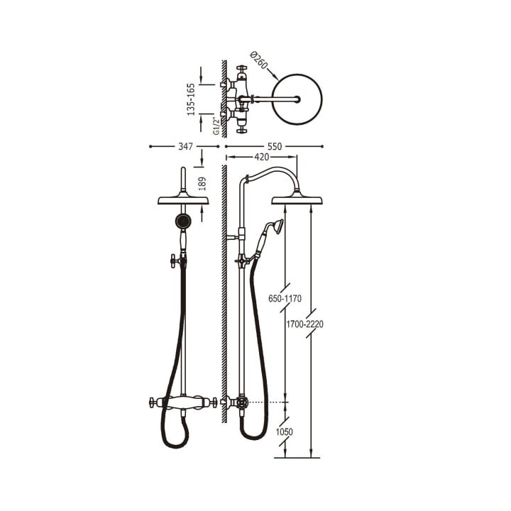 Set de douche Clasic Tres croquis 1