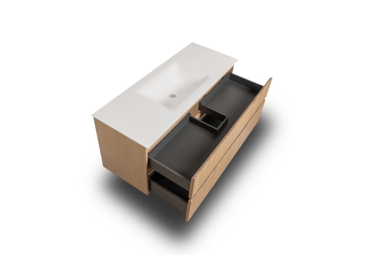 Ensemble de meubles de salle de bains en bois massif Alpes 2 Bruntec détail 4