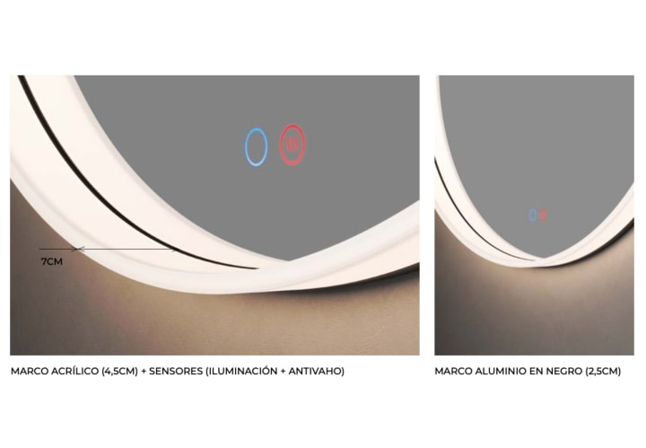 Miroir de salle de bains avec éclairage LED Bolonia Ledimex détail 2