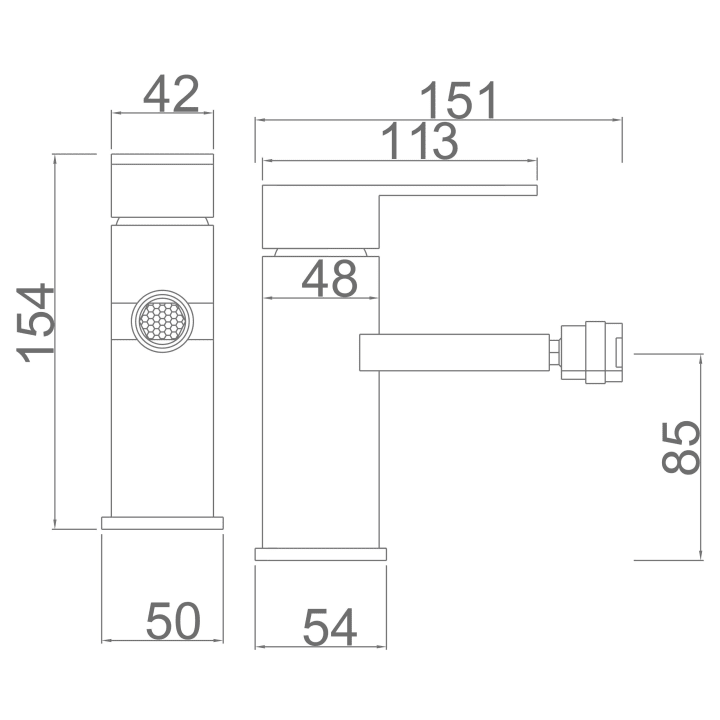 mitigeur de bidet Liverpool Imex croquis 1
