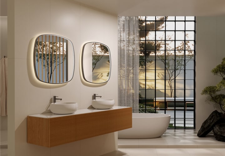 Miroir de salle de bains avec l'éclairage LED « Catania » de Ledimex principal 1