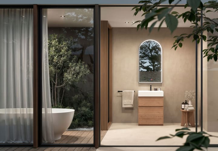 Miroir arqué avec lumière LED Roma Ledimex environnement 6