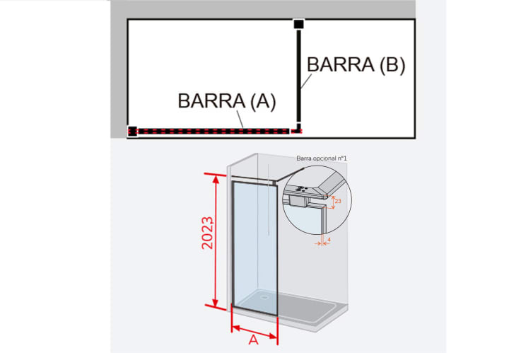 Paroi de douche Fresh Arena (FA633) Kassandra croquis 12