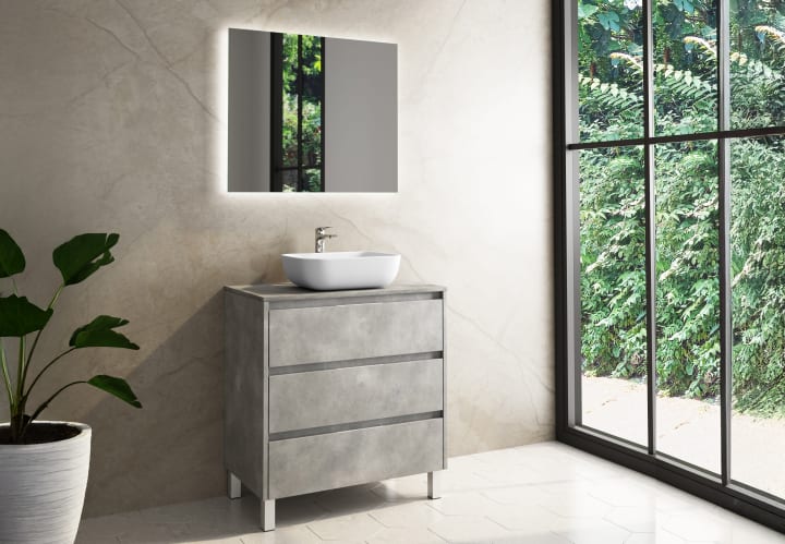 Meuble de salle de bains avec plan de toilette en bois Boston Bruntec principal 2