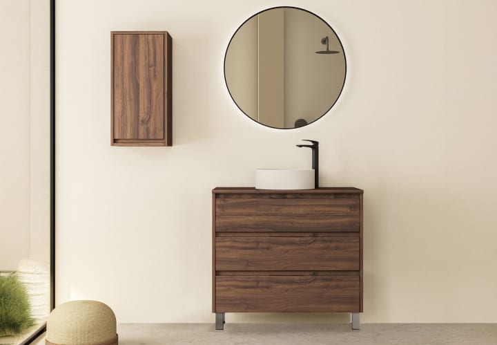 Meuble de salle de bains avec plan de toilette en bois Boston Bruntec principal 1