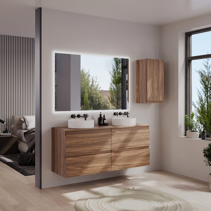 Meuble de salle de bains en bois avec plan de toilette Vilma Bruntec principal 3