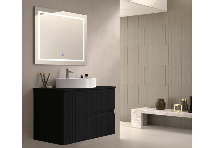 Meuble de salle de bain avec comptoir en pierre compacte noir Ebi Bruntec couleurs principal 2