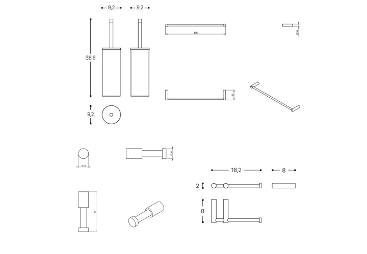 Ensemble d'accessoires de salle de bains Logic Cosmic croquis 12