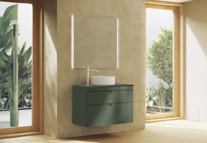 Meuble de salle de bains avec plan de toilette en bois Logika Royo principal 3