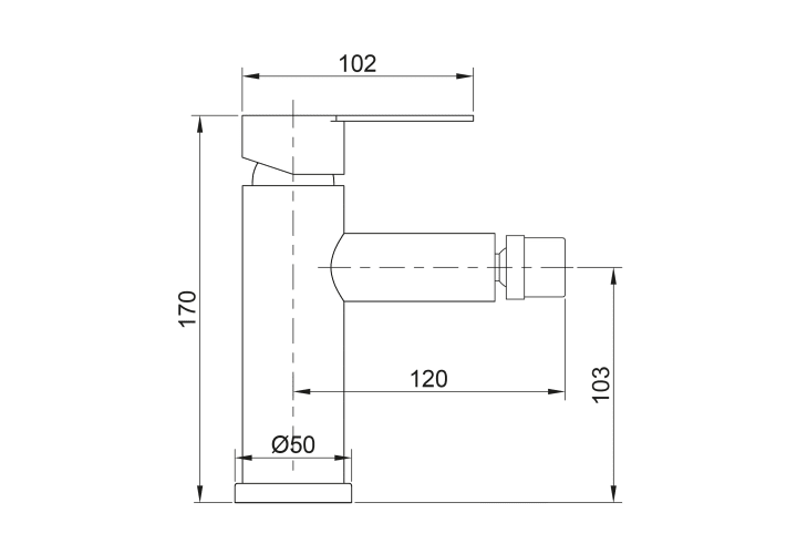 Mitigeur de bidet Iony de GME croquis 2
