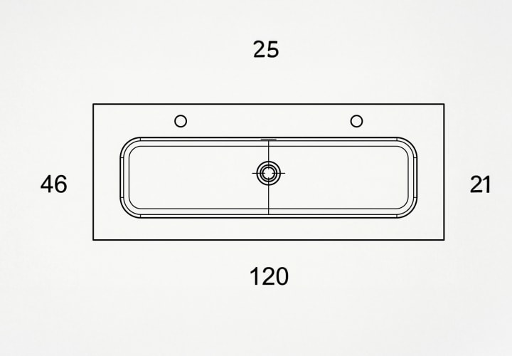 Lavabo encastrable Visobath Idea Match 1 vasque pour 2 robinets croquis 11