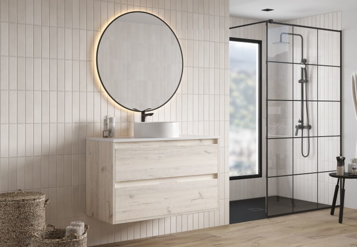 Meuble de salle de bains Artemisa Bruntec avec plan de toilette compacte Pierre blanche principal 4