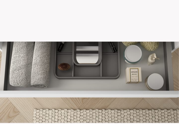 Meuble de salle de bains avec plan de toilette en bois Vilma Bruntec détail 5
