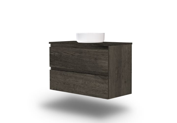 Meuble de salle de bains en bois laminé avec plan de toilette en bois Vilma Bruntec principal 9