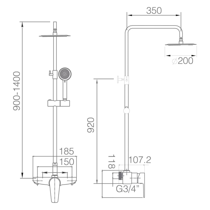 Set de douche Teide Imex croquis 4