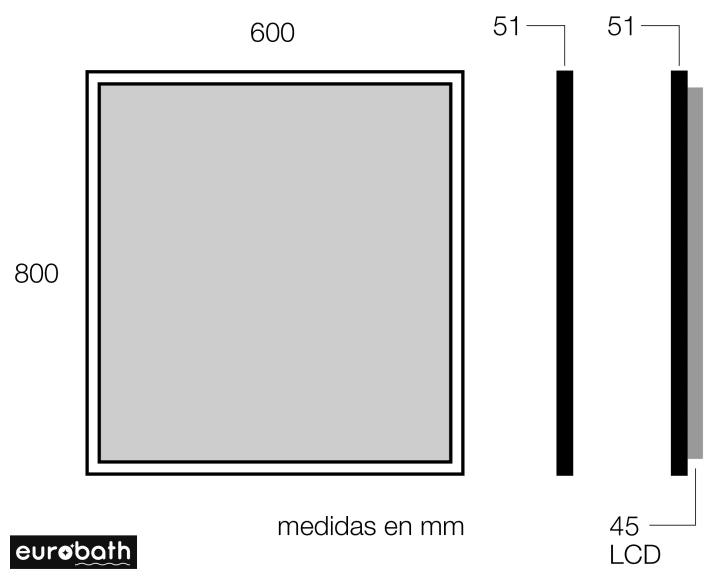 Miroir de salle de bains avec éclairage LED Atiu Eurobath croquis 6