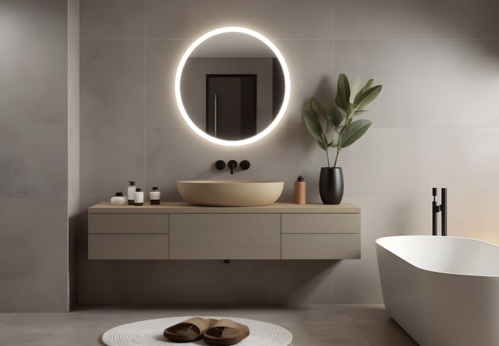 Miroir de salle de bains avec l'éclairage LED « Moon » de Bruntec environnement 2