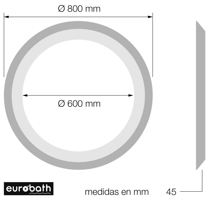 Miroir de salle de bains avec éclairage LED Bahia Eurobath croquis 7