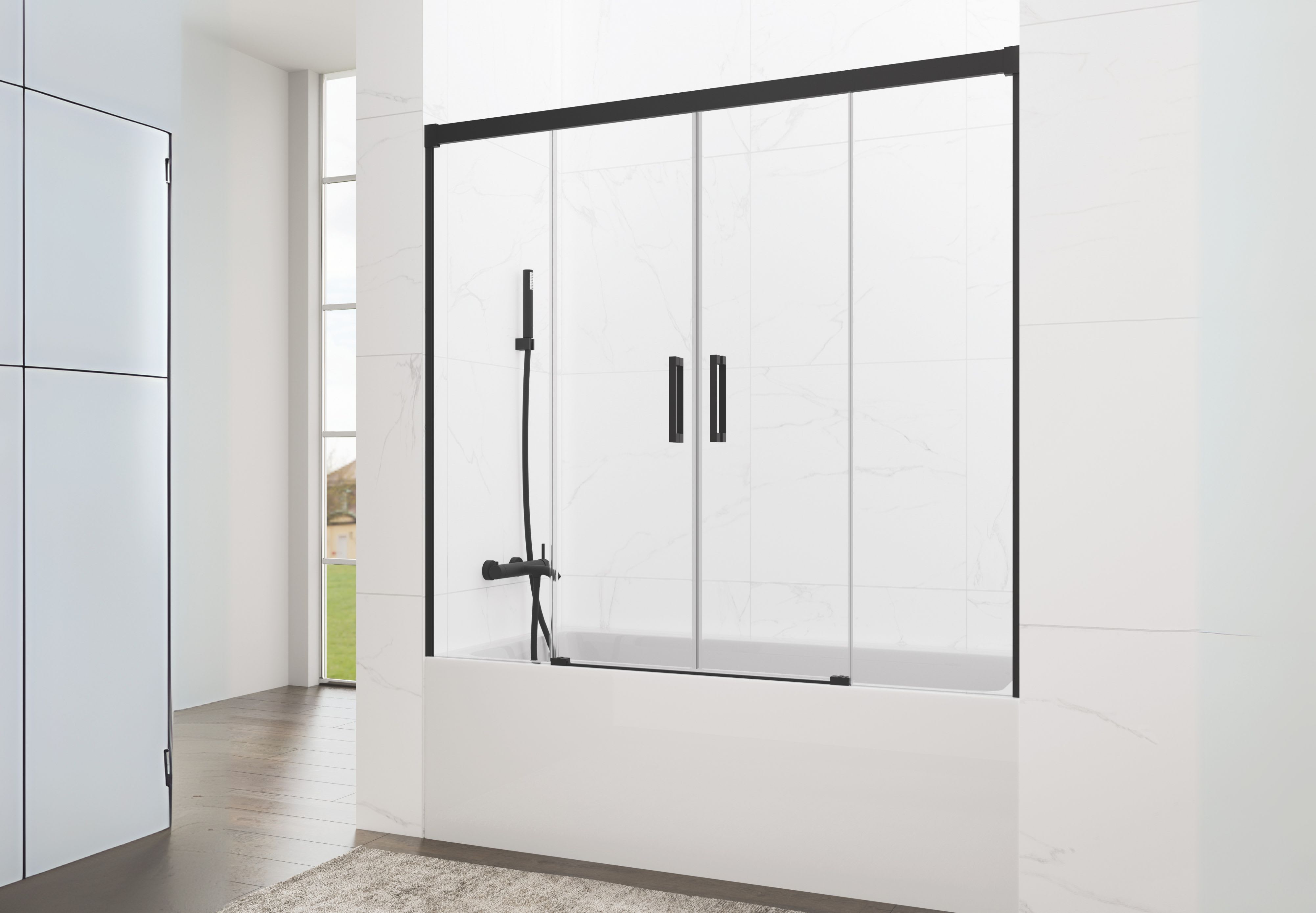Panneau Coulissant Pour Baignoire – 1 Fixe Et 1 Coulissant, Compatible 158-162 Cm, Ap. 58